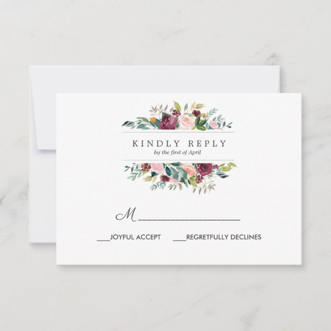 Country Bloom | Autumn wedding RSVP MEAL option (Front)
