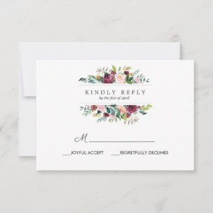 Country Bloom Autumn wedding RSVP MEAL option Card