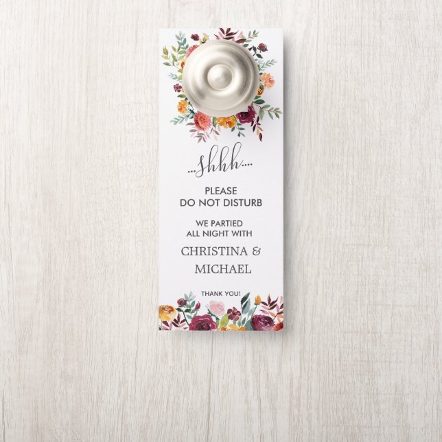 Country Bloom Funny Wedding Guest Do Not Disturb Door Hanger (On Knob)