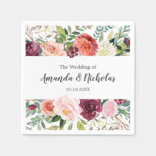 Country Bloom    Rustic Floral autumn Wedding Napkin