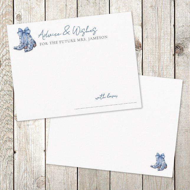 Country Blue Bow Cowboy Bridal Shower Advice Enclosure Card (Country Blue Bow Cowboy Bridal Shower Advice Enclosure Card )