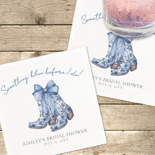 Country Blue Bow Cowboy Bridal Shower Napkin