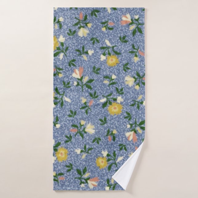Country Blue Floral Bath Towel (Bath Towel)