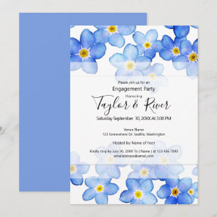 Country Blue Forget-Me-Nots Engagement Party Invitation