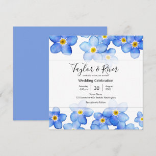 Country Blue Forget-Me-Nots Wedding Invitation