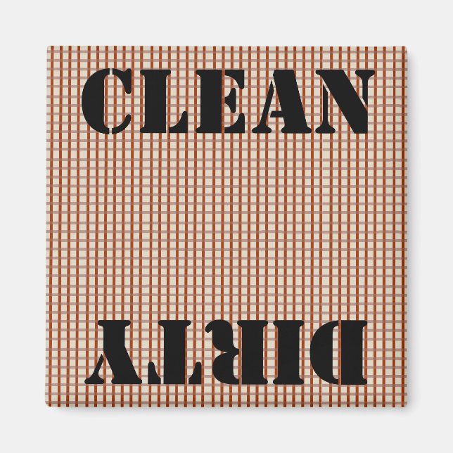 Country Blue Gingham Checks Clean Dirty Magnet (Front)