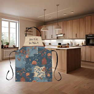 Country Blue Rust Rustic Farmhouse Customisable Apron
