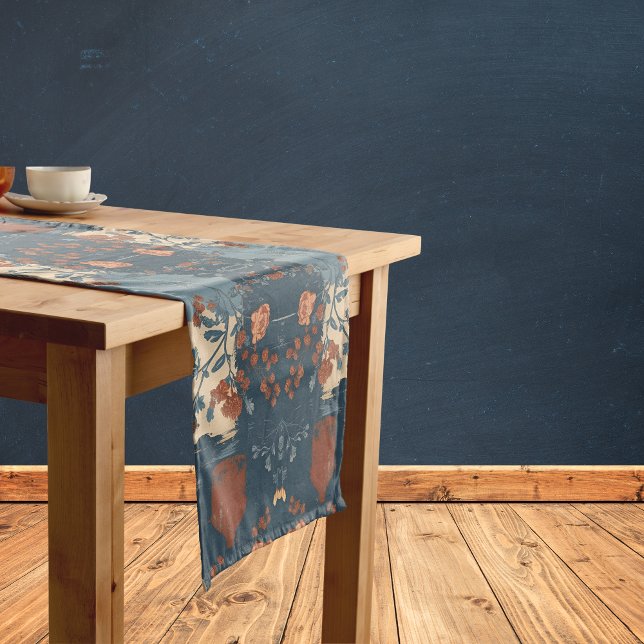 Country Blue Rust Rustic Farmhouse  Short Table Runner (Creator Uploaded)