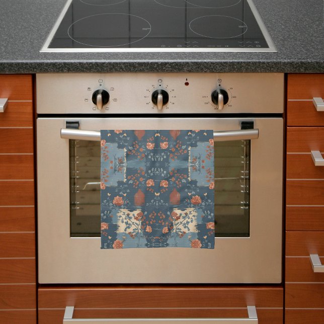 Country Blue Rust Rustic Farmhouse  Tea Towel (Creator Uploaded)