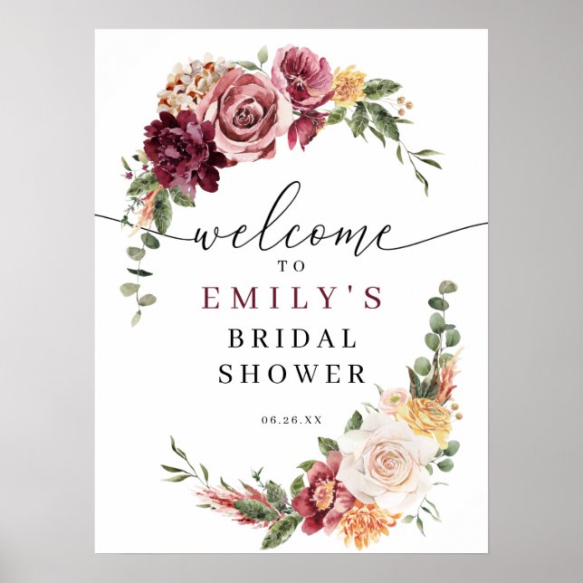 Country Boho Bridal Shower Welcome Sign (Front)