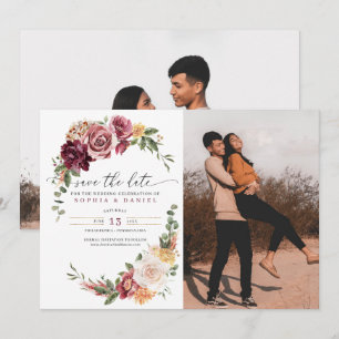 Country Boho Rustic Floral Save The Date Invitation