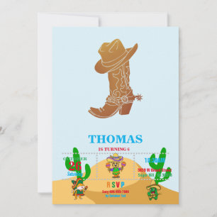 Country Boot and hat silhouette Invitation
