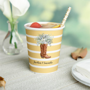 Country Boots Greenery Shower Western Paper Cups