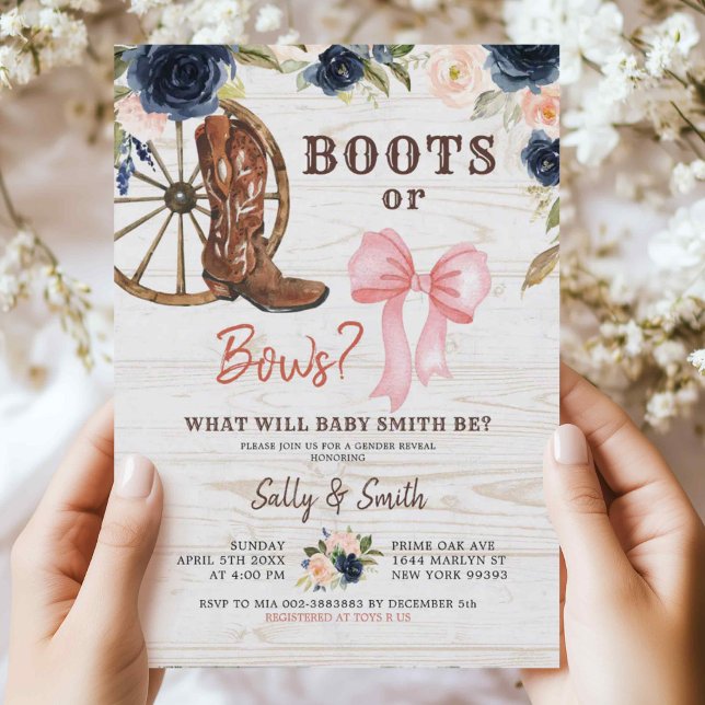 Country Boots or Bows Gender Reveal Invitation (Creator Uploaded)