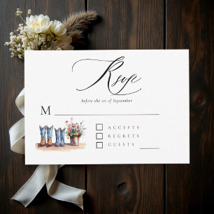 Country Boots Wildflowers Rustic Chic Wedding RSVP Card