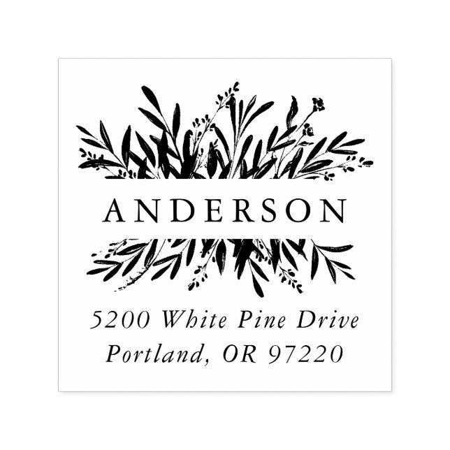 Country Botanical Frame Return Address Self-inking Stamp (Design)