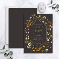 Country Botanical Rustic Sunflowers Wedding Gold