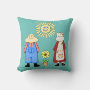 Country Boy and Girl Square Pillow