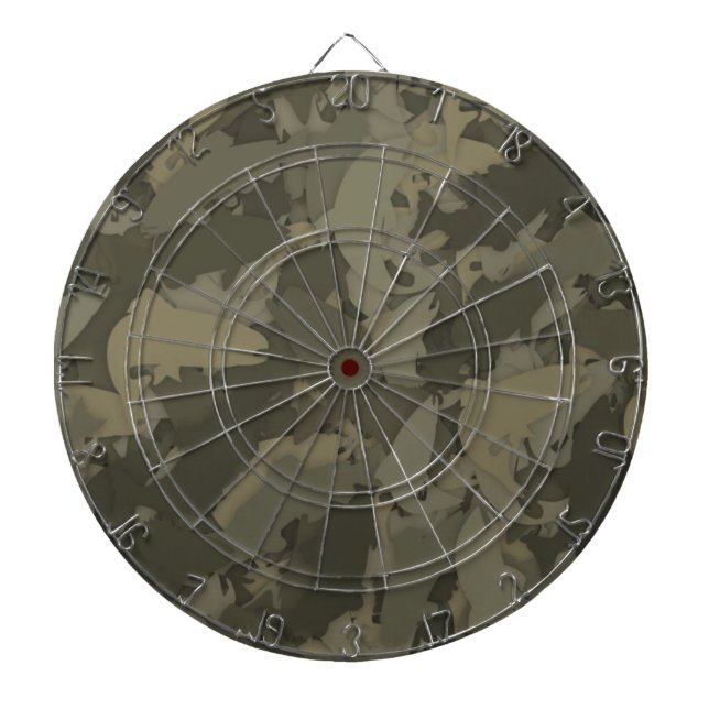 Country Boy Fishing Camouflage Pattern Dartboard (Front)