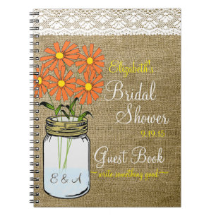 Country Bridal Shower Guest Book- Spiral Notebook