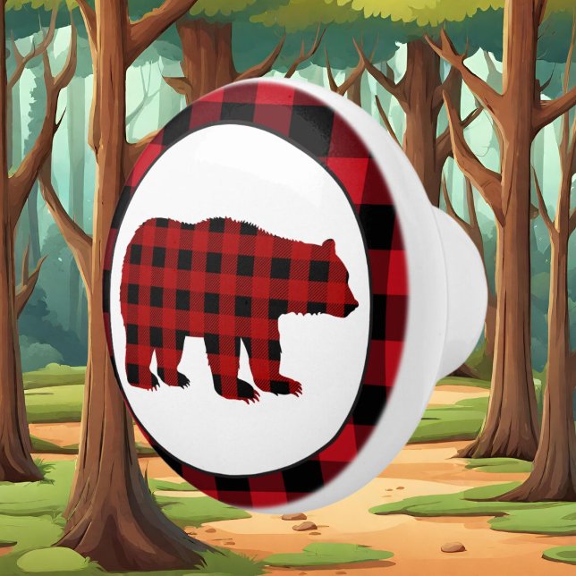 Country buffalo plaid bear kitchen knob (Creator Uploaded)