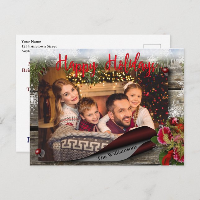 Country Bulletin Board Happy Holidays Photo Postcard (Front/Back)