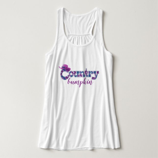 Country bumpkin denim blue pink graphic t-shirt singlet (Design Front)