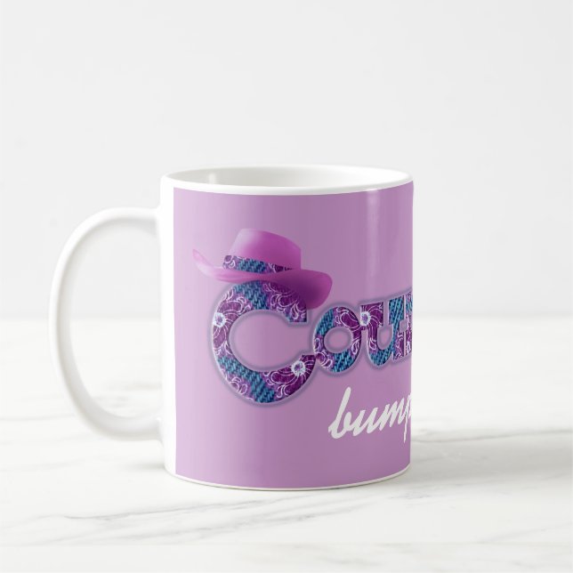 "Country bumpkin" denim blue pink mug (Left)