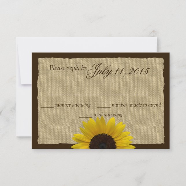 Country Burlap and Sunflower Wedding Response (Front)