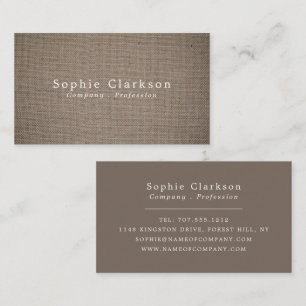 Country Burlap Effect, Rustic Business Card