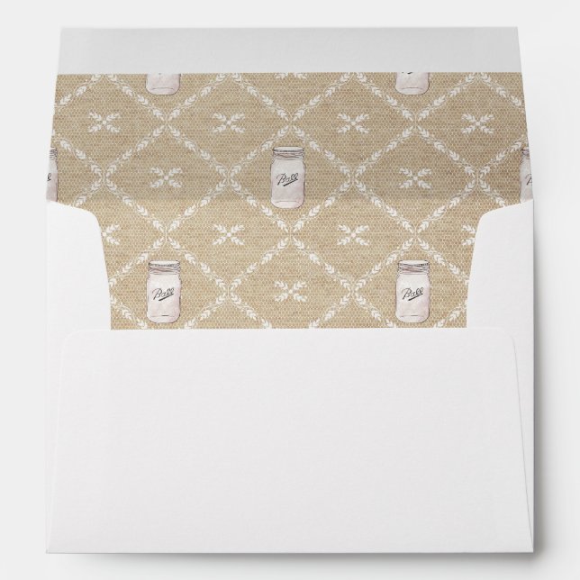 Country Burlap, Lace and Mason Jar Wedding Envelop Envelope (Back (Bottom))