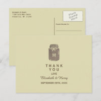 Country Burlap Mason Jar Wedding Thank You