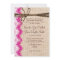 Country Burlap Pink Lace Twine Wedding Invites