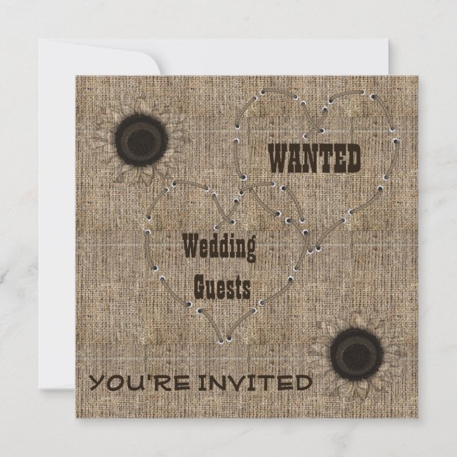 Country Burlap Wedding Invitations (Front)