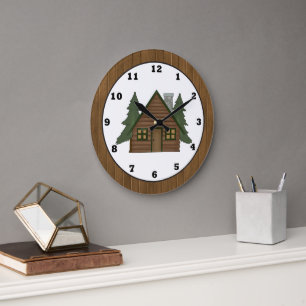 Country Cabin cartoon wall clock