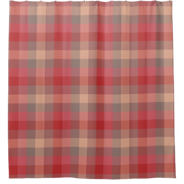 Country Cabin Rose Red Plaid Pattern Shower Curtain (Front)