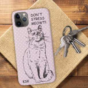 Country Cat Don't Stress MEOWT Pink Polka Dot Case-Mate iPhone Case