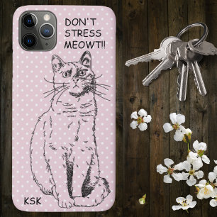 Country Cat Don't Stress MEOWT Pink Polka Dot Case-Mate iPhone Case