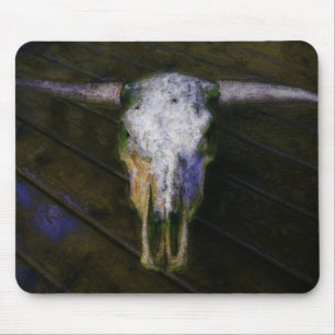Country Cattle Rancher Horns & Cow Skull Mousepad