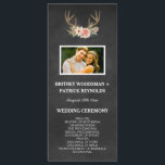Country Chalkboard Deer Antler Wedding Programs Programme<br><div class="desc">Country Chalkboard Deer Antler Wedding Programs -  features a chalkboard printed background with a floral and deer antler design at the top.  Change the demo photo to one of your own.</div>