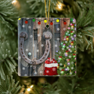Country Charm Christmas Ceramic Ornament