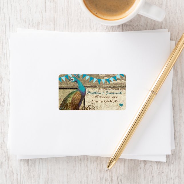 Country Chic Aqua Bunting Vintage Peacock Label (Insitu)