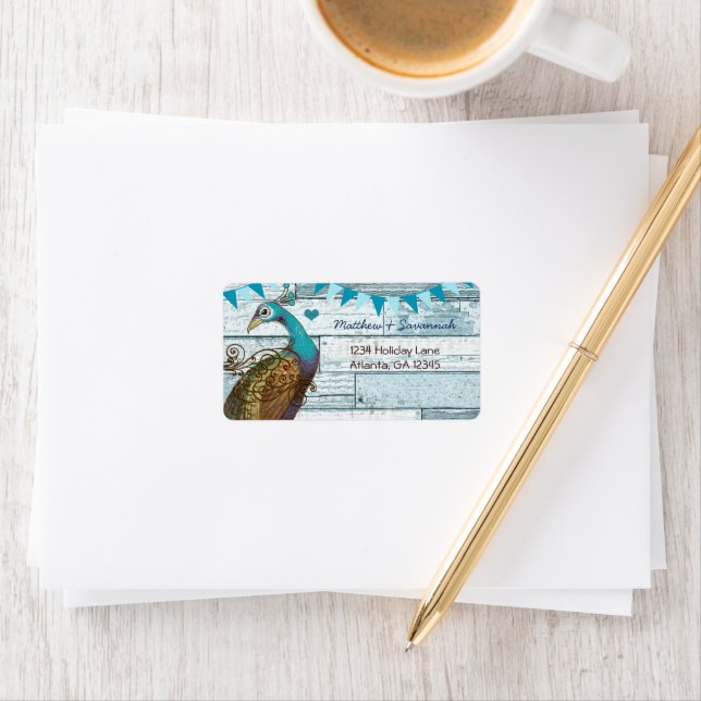 Country Chic Aqua Bunting Vintage Peacock Label (Insitu)