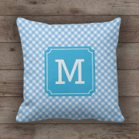 Country Chic Baby Blue Gingham Name Monogram