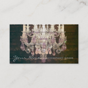 Country chic barn wood Rustic vintage chandelier Business Card