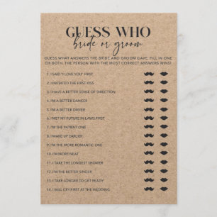 Country Chic Bridal Shower Bride or Groom Game