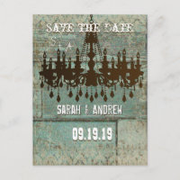 Country Chic Chocolate Mint Rustic  Save the Date