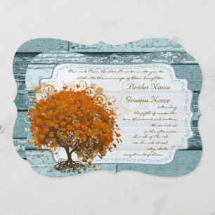 Country Chic Coral Tree Wedding Invitation
