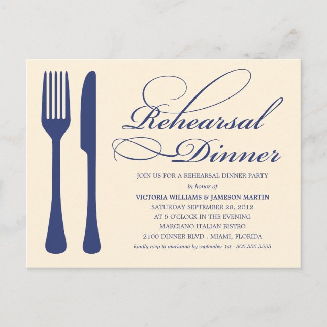 COUNTRY CHIC FLATWARE | REHEARSAL DINNER INVITE (Front)