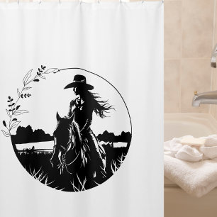 Country Chic Horse Cowgirl Western Equestrian Shower Curtain